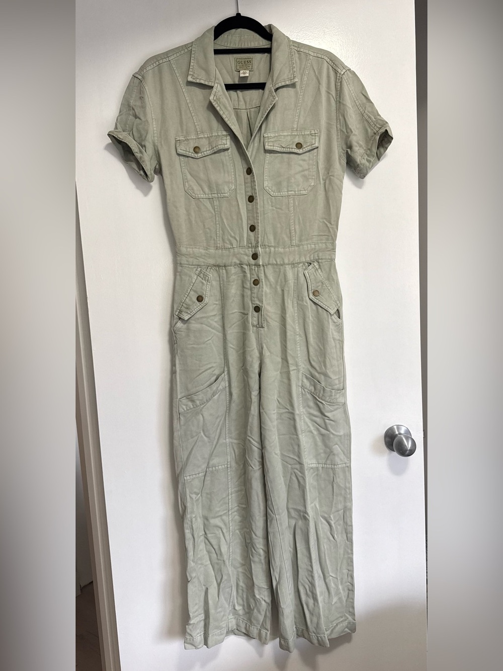Guess Light Sage Green Utility Jumpsuit